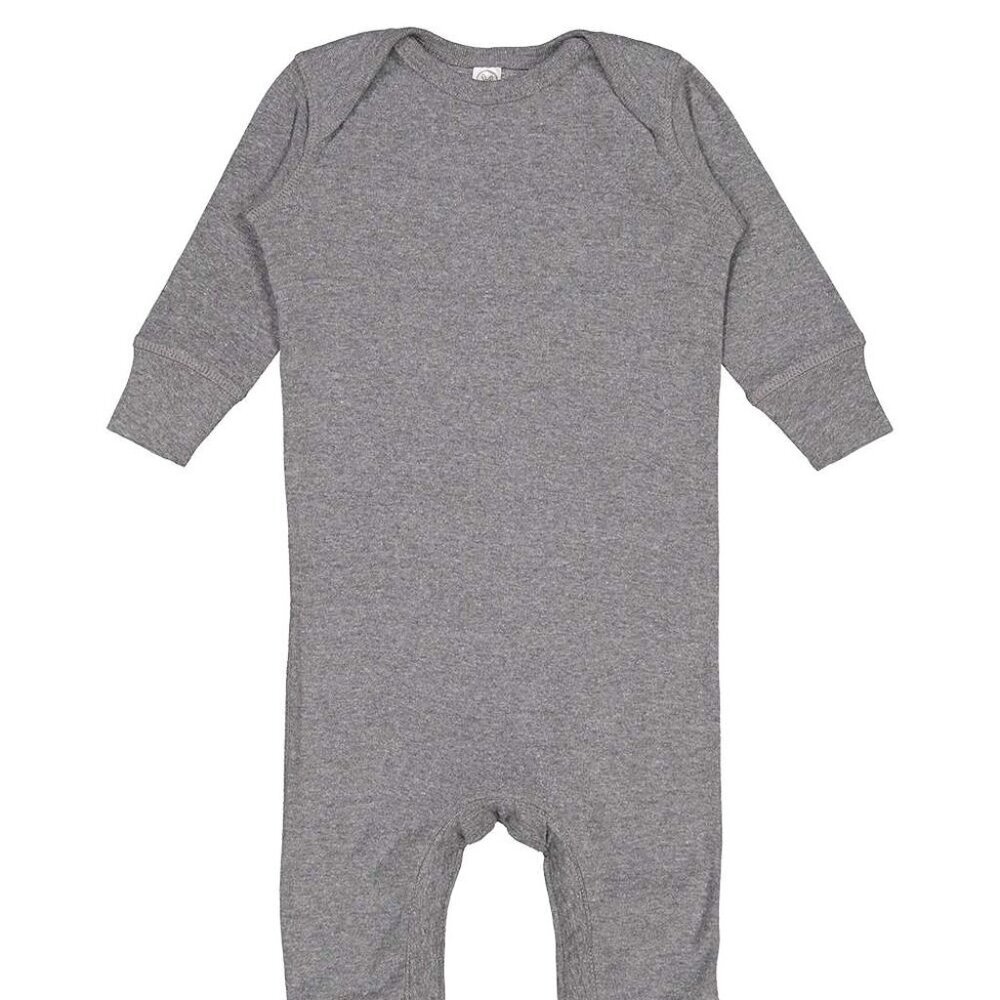 Rabbit Skins - Infant Long Legged Baby Rib Bodysuit - Granite Heather - Sz 24 mt